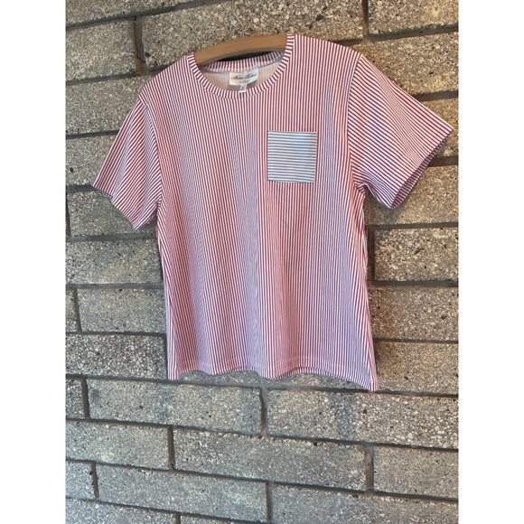 Brooks Brothers Womens Red & White Striped Cotton T-Shirt Medium - Picture 1 of 7